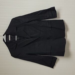 Alice and Olivia linen blend 3/4 sleeve black blazer women's small office